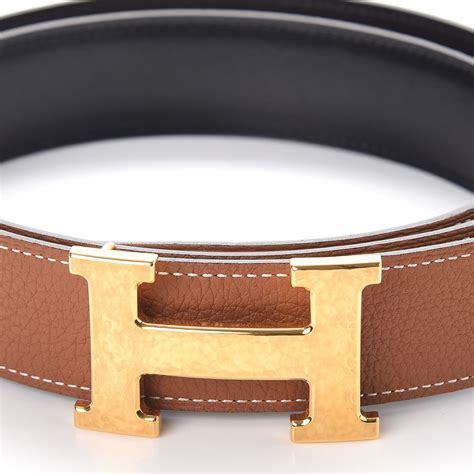 hermes constance h belt box togo 32mm noir/gold|HERMES Box Togo Reversible Polished Constance 32mm H Belt .